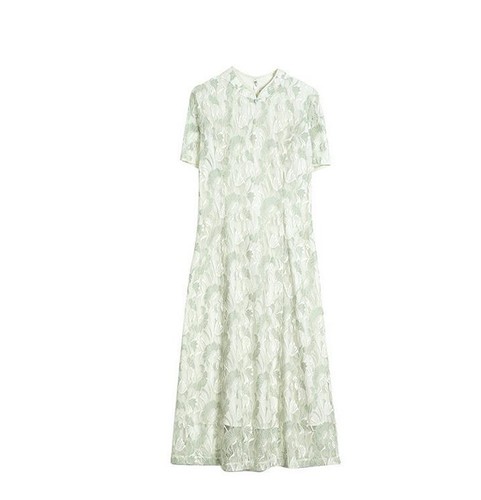 Women's Summer Stand Collar Drees Short Sleeve Pullover A-line Skirt Fashion New - Foto 6 di 11
