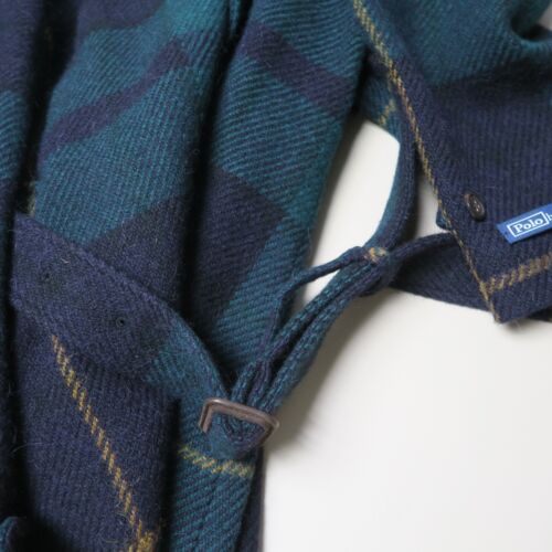Polo Ralph Lauren Balmacaan Trench Long Coat 44L XL Wool Tartan Belted Jacket - Picture 3 of 14