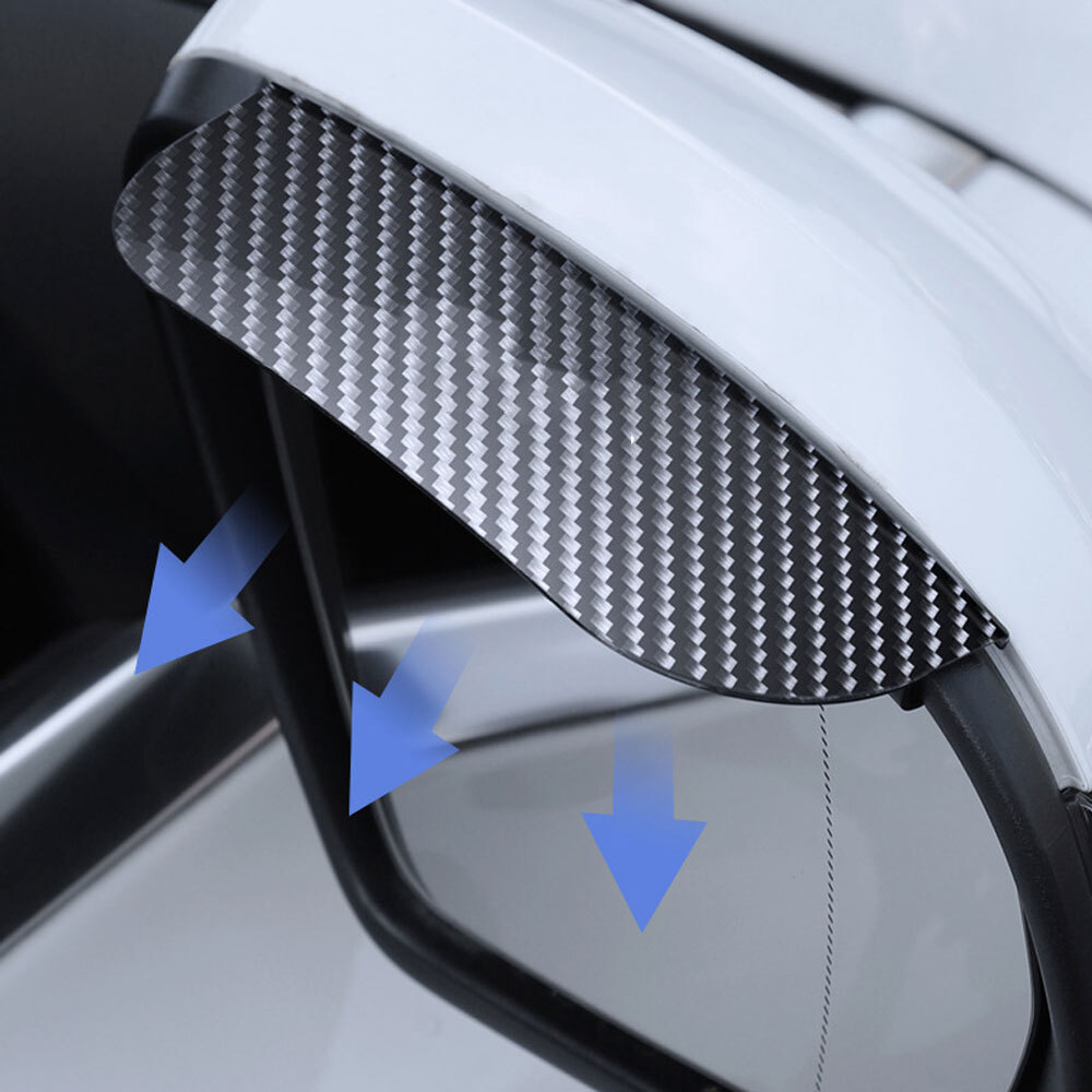 2x Car Rearview Mirror Rain Eyebrow Carbon Fiber Clip-on Visor Cover Accessories