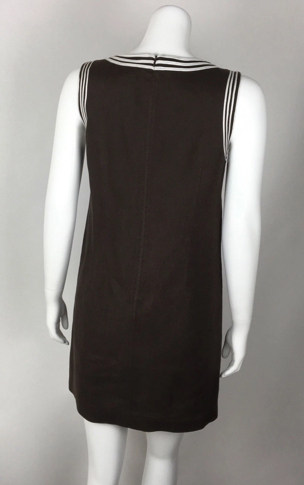 Abito tunica donna Michael Kors 100% lino ricamato senza maniche tg 6 marrone