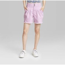 Wild Fable Super High Rise Denim Shorts Size 8 Pleated Bermuda Lavender