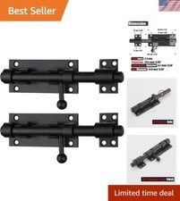 Heavy Duty 6.3-Inch Stainless Steel Sliding Bolt Latch - 2 Pack for Security