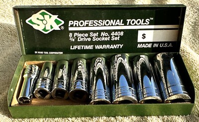 S-K PROFESSIONAL TOOLS 8 PC 3/8 INCH DRIVE SAE SOCKET SET NO. 4408