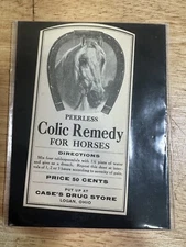 Antique Peerless Colic Remedy For Horses Advertising Card Case’s Drug Store Ohio