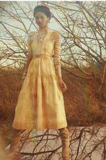 Ulla Johnson Dress Blithe Midi Tie Dye Yellow Denim Jeans Size IT46 UK12 L