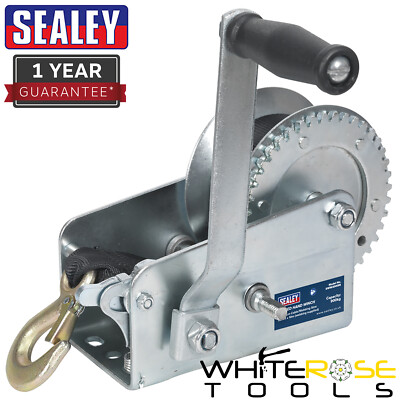 Sealey Zahnrad Handseilwinde 900kg Tragkraft mit Gurtband Gurt Garage Werkstatt