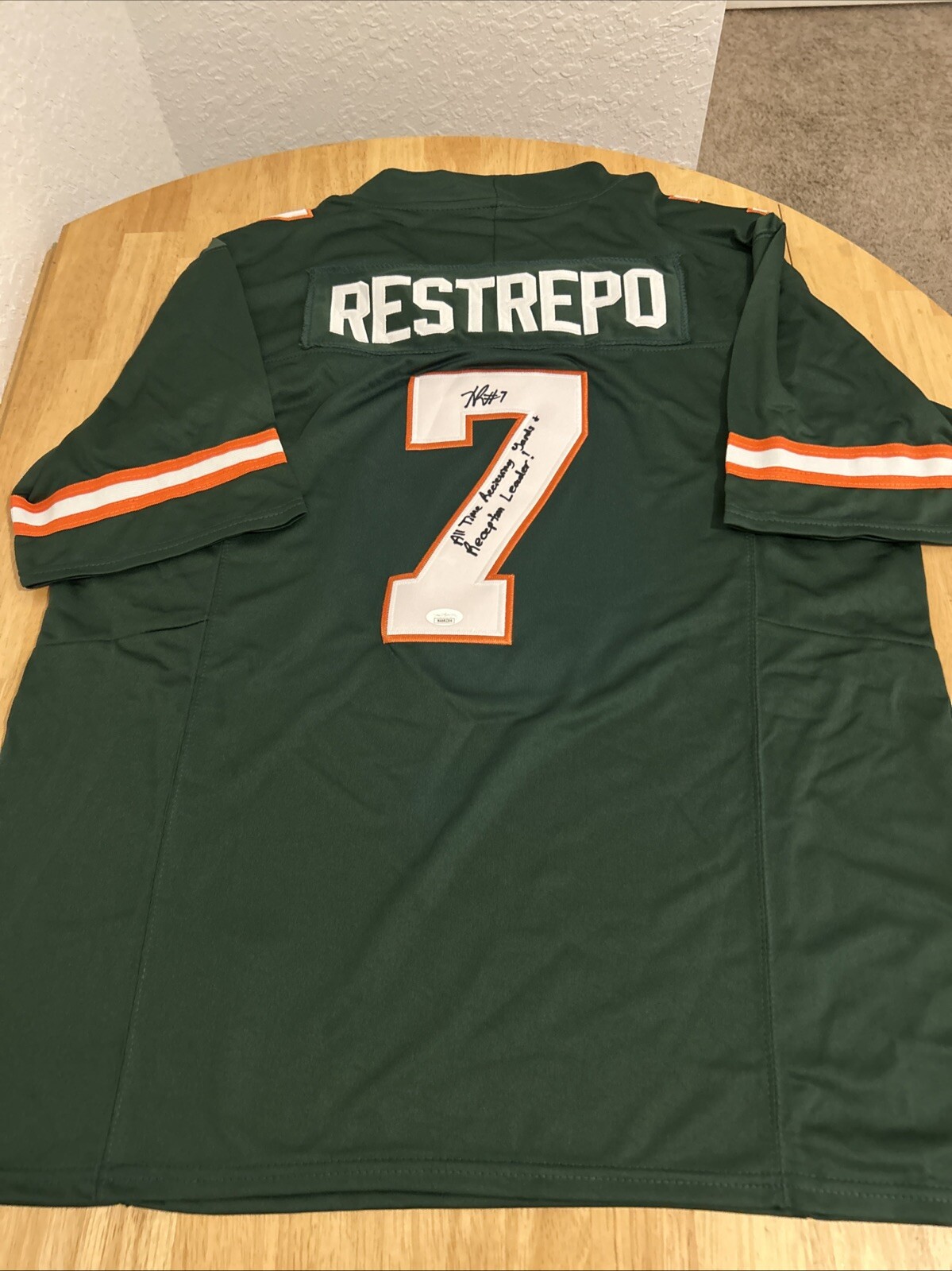 Xavier Restrepo Autographed Signed Miami Hurricanes Jersey Inscription JSA Certified 
