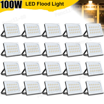 20X 100Watt Bright LED Flood Light Warm White Outdoor Spotlight Garden Yard Lamp