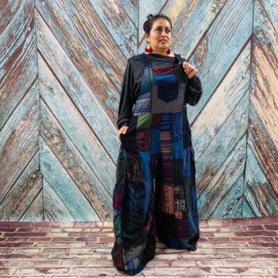 Handmade Boho Baggy Hippy Patchwork Overall Maxi Wide Leg