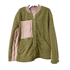 Free People We The Free Rivington Sherpa Bomber Jacket Dark Gray Lilac Large