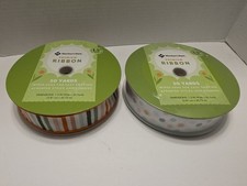 2 NEW Member's Mark Premium Wire Edge Ribbon 1.5" Wide x 50 Yards Stripe Dots
