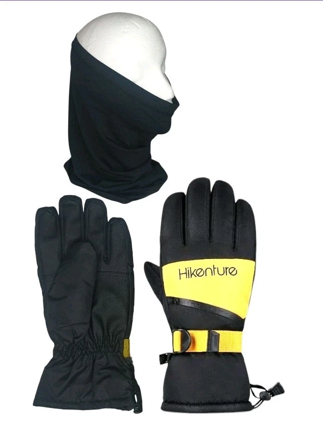 New Hikenture Snow Gloves for Men&Women Waterproof Skiing Gloves Sz L W/Gaiter