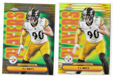TJ Watt 2025 Topps Chrome Power Players Base + Refractor Version Lot