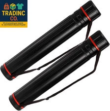 2 Pack Extendable Poster Tube, round Black Telescoping Art Drafting Tube, Expand