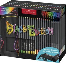 FABER-CASTELL 116418 Colouring Pencils Set with Pen Roll, 72 Black Edition Colou