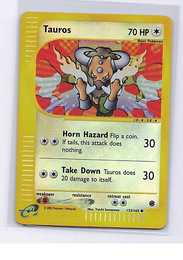 Tauros 133/165 Common Expedition Base Set Pokemon Reverse Holo Moderately Played