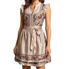 New Small Oktoberfest Pink Mauve Floral Dirndl Dress Bavarian German Trachten