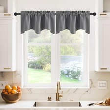 Blackout Valances for Bedroom, Small Window 42"W x 18"L Pack of 2 Grey