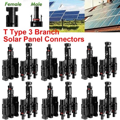 3 Way Solar Panel T Branch Cable Connection Adapter Coupler Connector Waterproof