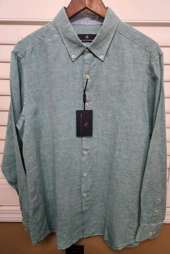 Hart Schaffner Marx Mens New $99 Long Sleeve Button Shirt Large Turquoise NWT - Picture 1 of 9