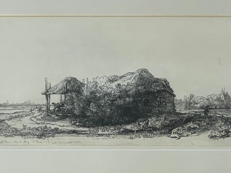 Rembrandt etching Cottage & Haybarn print from original plate by Theo Beerendonk - Image 4 of 4