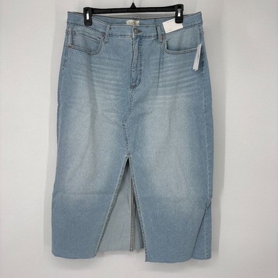 Jessica Simpson Women's Dearest Split Front Midi Denim Skirt Blue Size 20W NWT