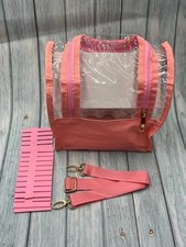 Pink Stand Up Makeup Brush and Cosmetics Storage Bag with Detachable Dividers