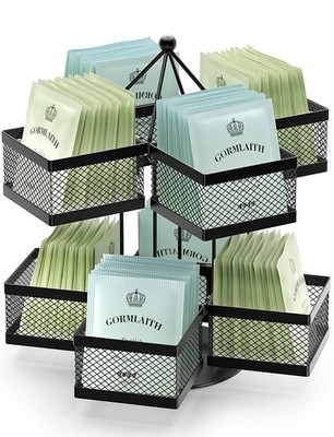 VOGWOLTH Tea Bag Organizer, Storage Holder Spinning Carousel 96 Black