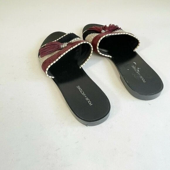 Pour La Victoire Mujer Sin Cordones Serpiente Borlas Tobogán Negro EE. UU. 7 Cuero Plano Foto 4 de 4