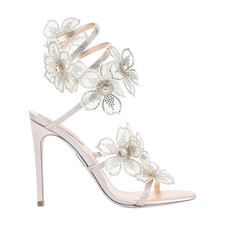 RENE CAOVILLA Peach Flower Pink 105mm Sandals New  Authentic