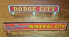 MARX PLAYSET DODGE CITY AND ROY ROGERS MINERAL CITY SIGNS 1950'S