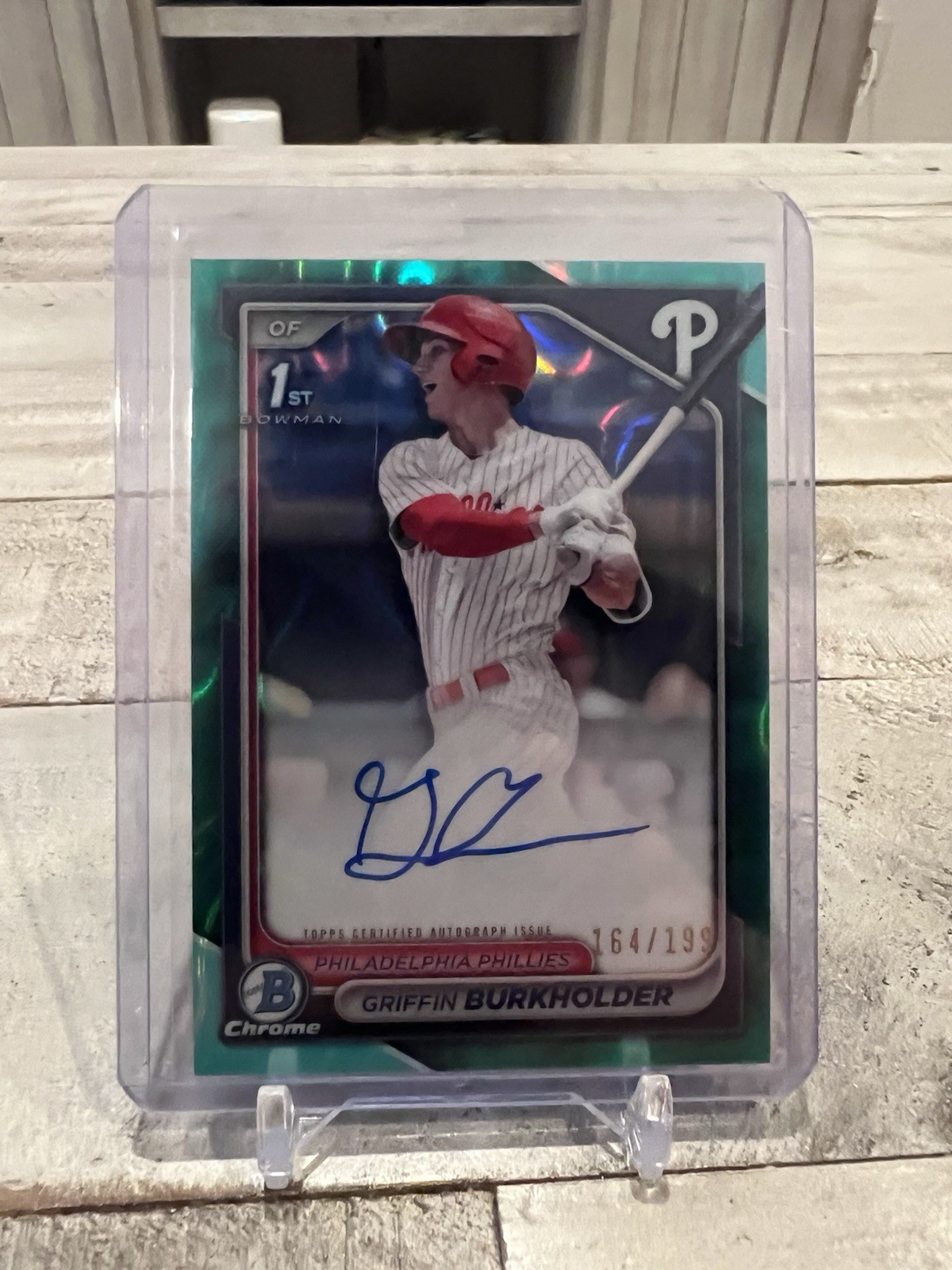 2024 Bowman Draft Chrome 1st GRIFFIN BURKHOLDER Auto Aqua Lava 164/199 Phillies
