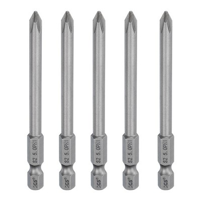 5pcs Magnetic Phillips Screwdriver Bit PH1 1/4'' Hex Shank 80mm Long 5mm Rod