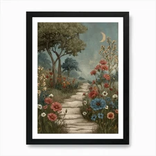 Path To The Moon 21 Art Print Frame Framed Wall Art Poster Canvas Print Picture