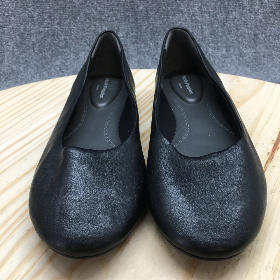 Zapatos Hush Puppies para mujer 9 W mocasines planos cuero negro informales punta redonda bajos Foto 4 de 4