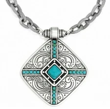 NWT Brighton PRIMROSE Silver Turquoise Howlite Pendant Necklace MSRP $70