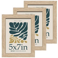 5x7 Oak Picture Frame with HD Glass - 3pk, Natural Wood Photo Frame, Table To...
