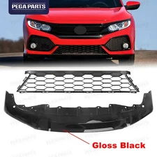 For 17-2019 10th-Gen Honda Civic Hatchback Gloss Black Front Lower Bumper Grille