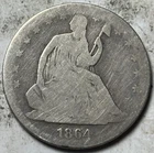 1864 50c Seated Liberty Half Dollar. Low Grade Circulated Details, Cleaned
