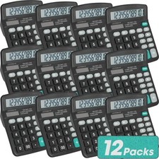 12 Pack Calculator Bulk, 12 Digits Calculators Desktop with Large LCD 12 