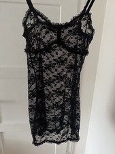 Hunkemöller Negligee Gr. M Schwarz Spitze Transparent Sexy Dessous verstellbar