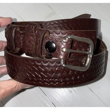 Boston 1.75โ Garrison Dark Brown Leather Silver Buckle Belt Made In USA Sz 50