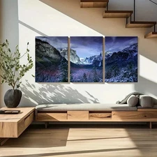 3pcs Valley Woods Snow Mountain Modern Wall Art Canvas Framed 50x70cm