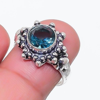 London Blautopas Edelstein 925 Sterlingsilber Schmuck alle Größen Ring als...