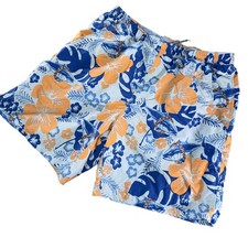 Columbia PFG Swim Shorts Mens Medium Blue Hawaiian Fish Floral Trunks Quick Dry