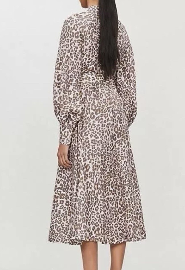 Zimmermann Sabotage Silk Midi Dress leopard 100% Silk Size 3/ AU 12 / US 8 