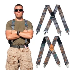 2 Pcs Camo Suspenders for Men Heavy Duty Work Suspender 2 Inch Wide Adjustabl...