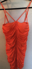Fashion Nova Orange Ruched Strappy Sleeveless Mini Bodycon Dress Size XL