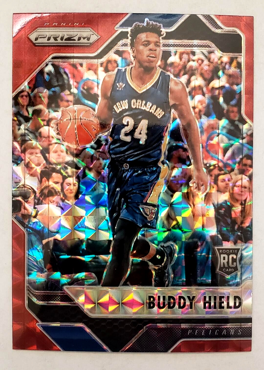 2016–17  Prizm Red mosaic Buddy Hield  NM or better Grade Worthy SP New Warriors
