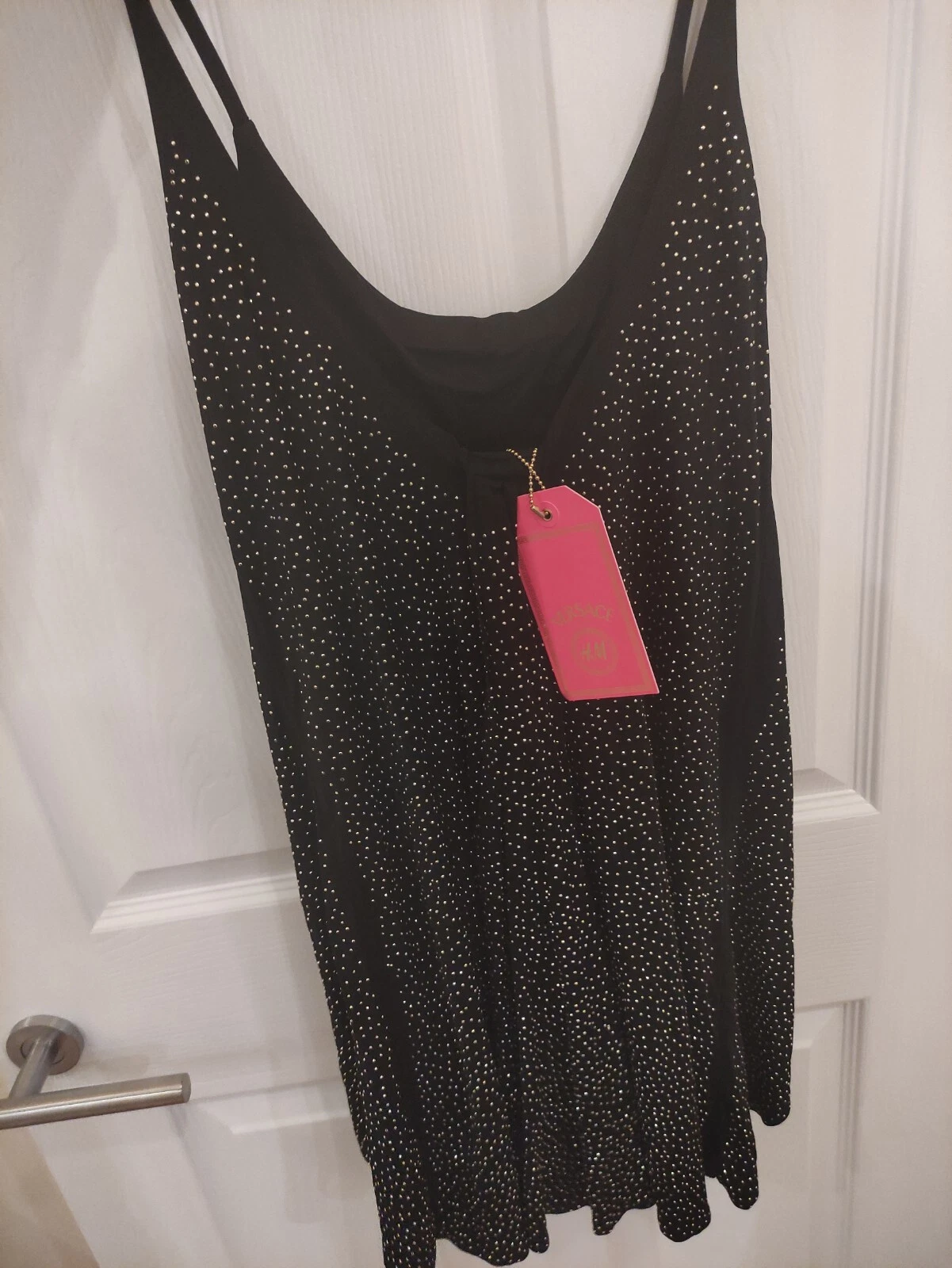 Abito drappeggio H&M Versace oro nero borchie Regno Unito 8 euro 36 assolutamente nuovo